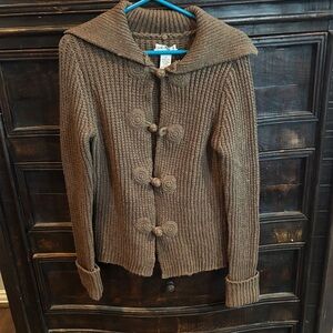 Elegant Brown Button-Up Cardigan Max Studio Specialty